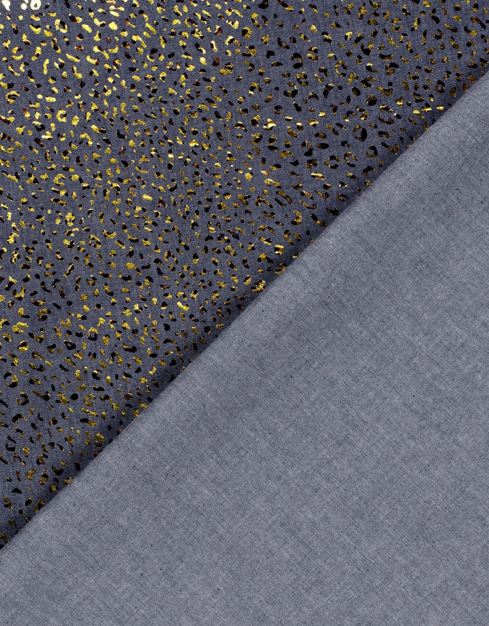 Katoen denim foil leopard