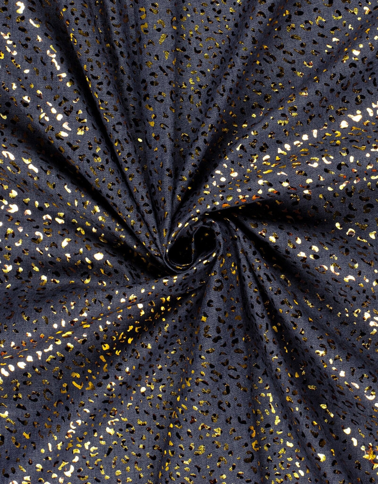 Katoen denim foil leopard