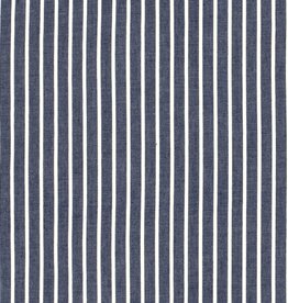 Katoen denim strepen marine wit