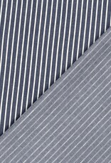 Katoen denim strepen marine wit Katoen denim strepen marine wit