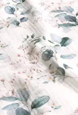 Mouseline digital bladeren witte bloem