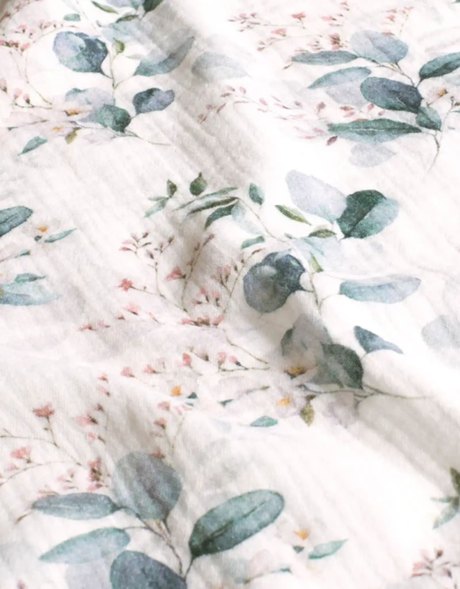 Mouseline digital bladeren witte bloem