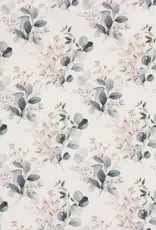 Mouseline digital bladeren witte bloem