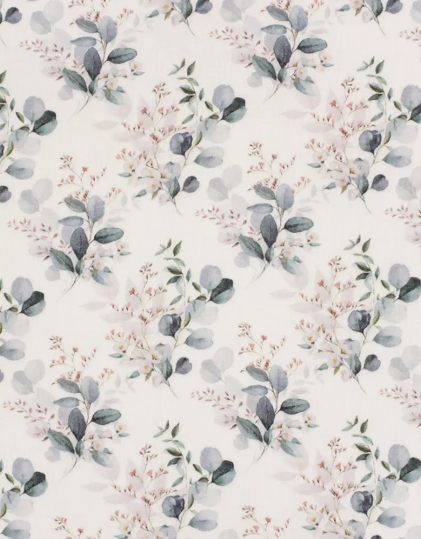 Mouseline digital bladeren witte bloem