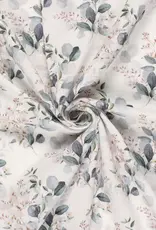 Mouseline digital bladeren witte bloem