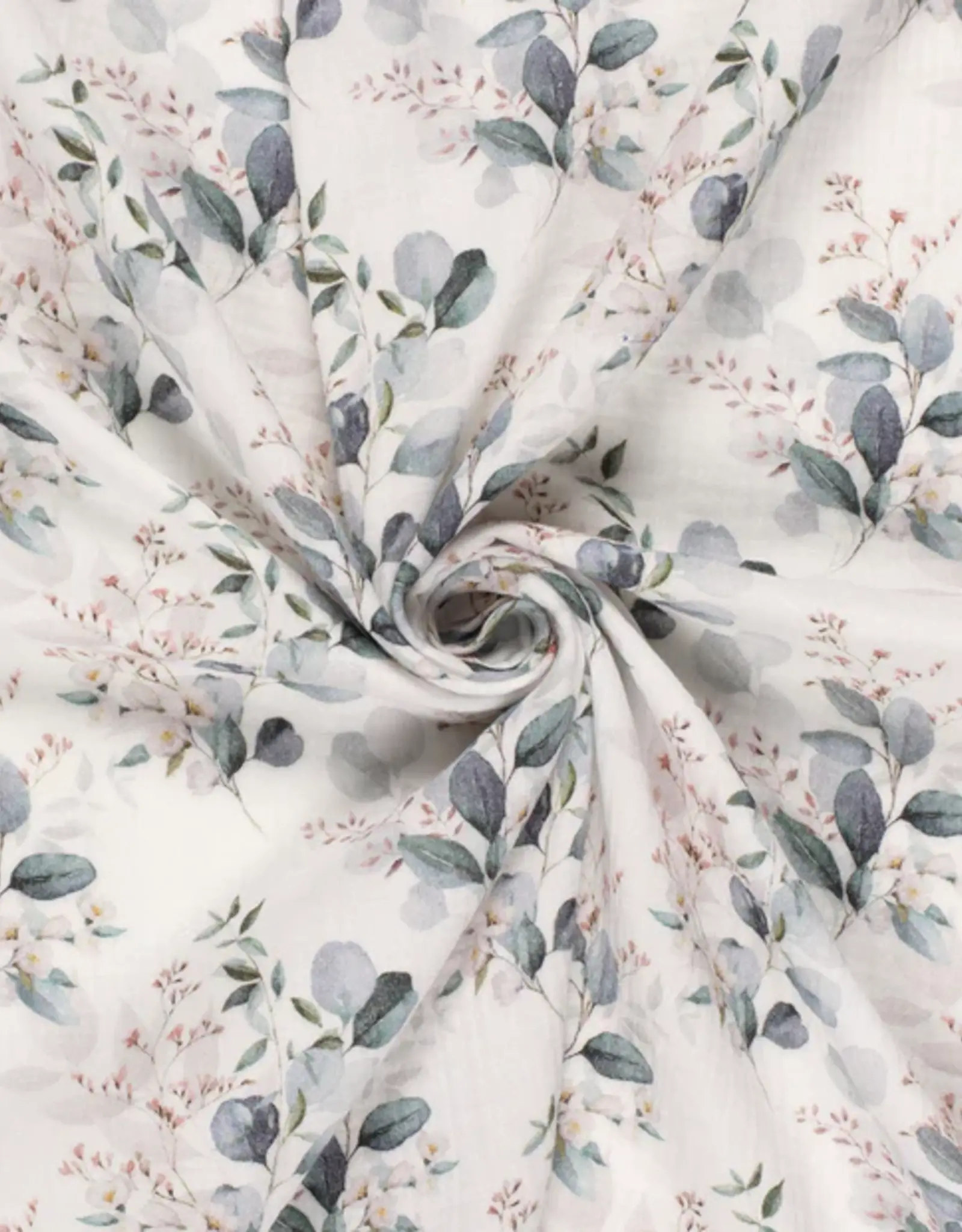 Mouseline digital bladeren witte bloem