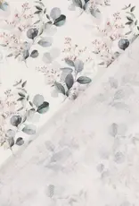 Mouseline digital bladeren witte bloem