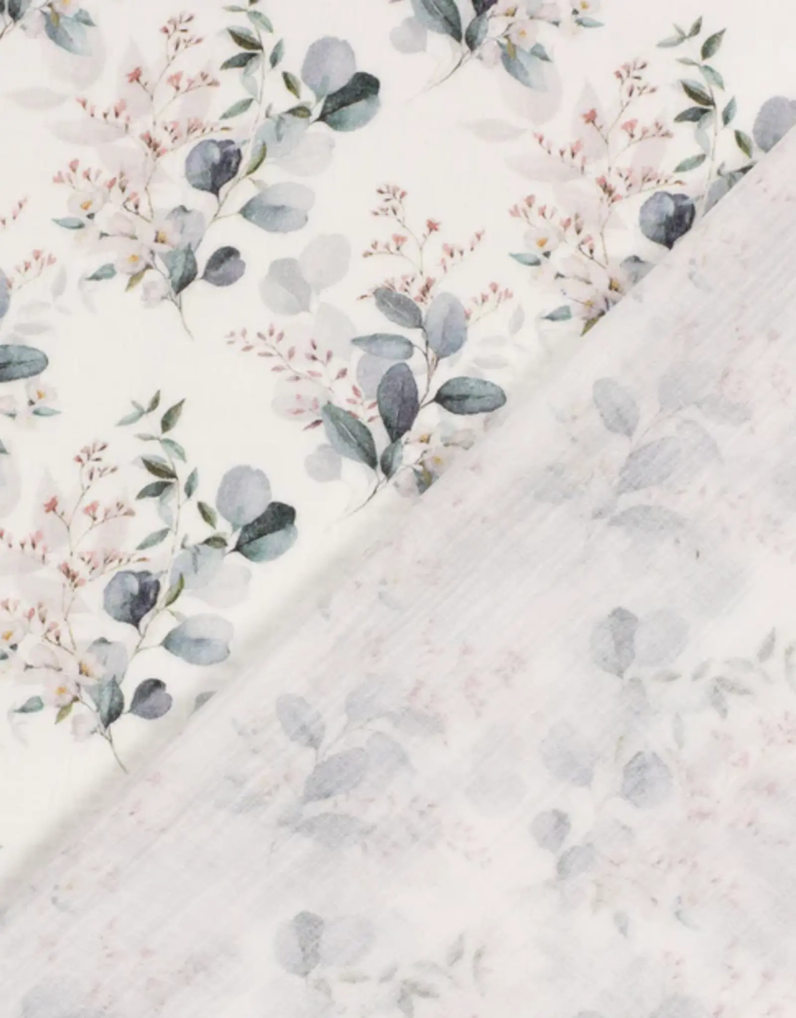 Mouseline digital bladeren witte bloem