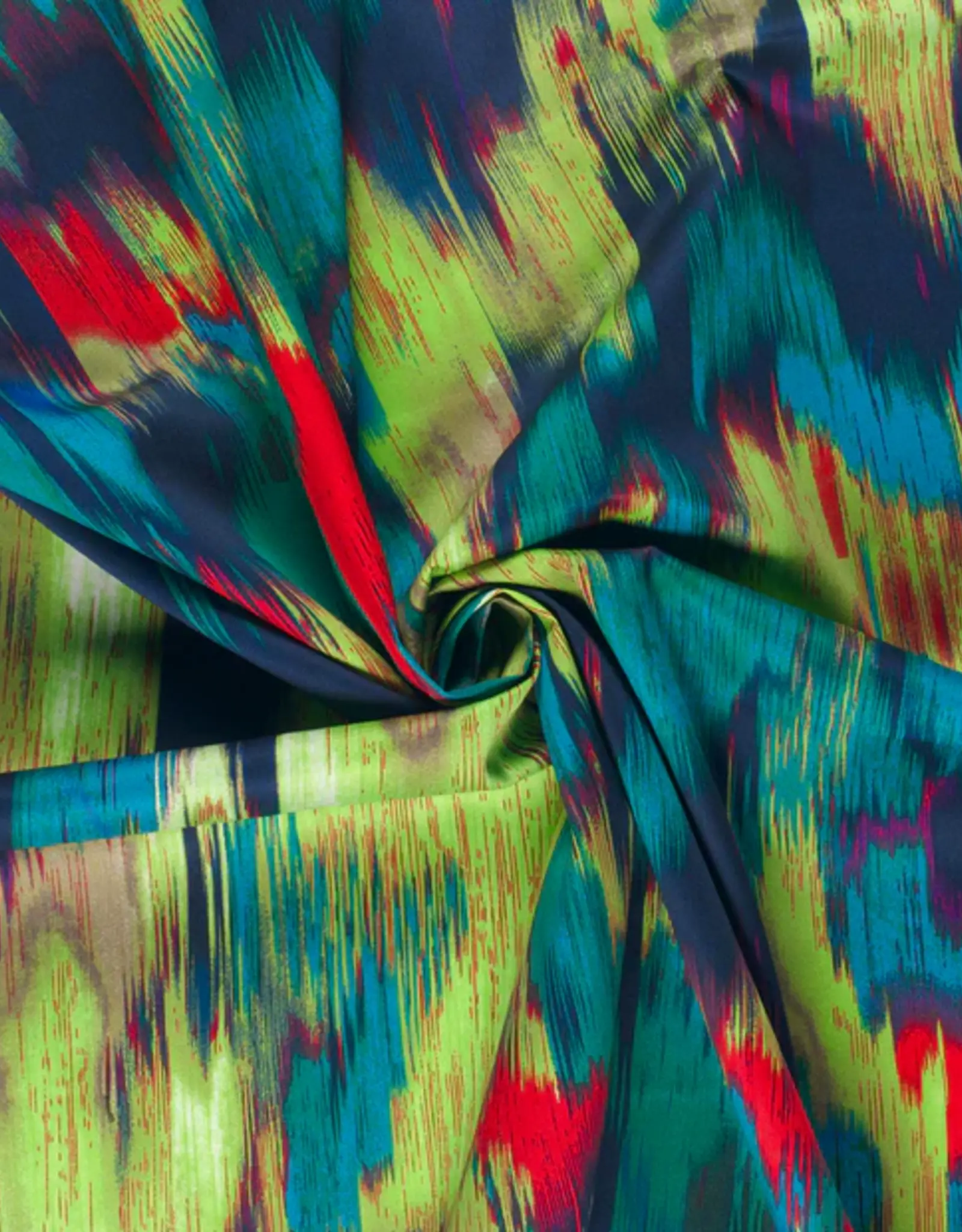 Katoen satijn abstracte vegen limoen groen