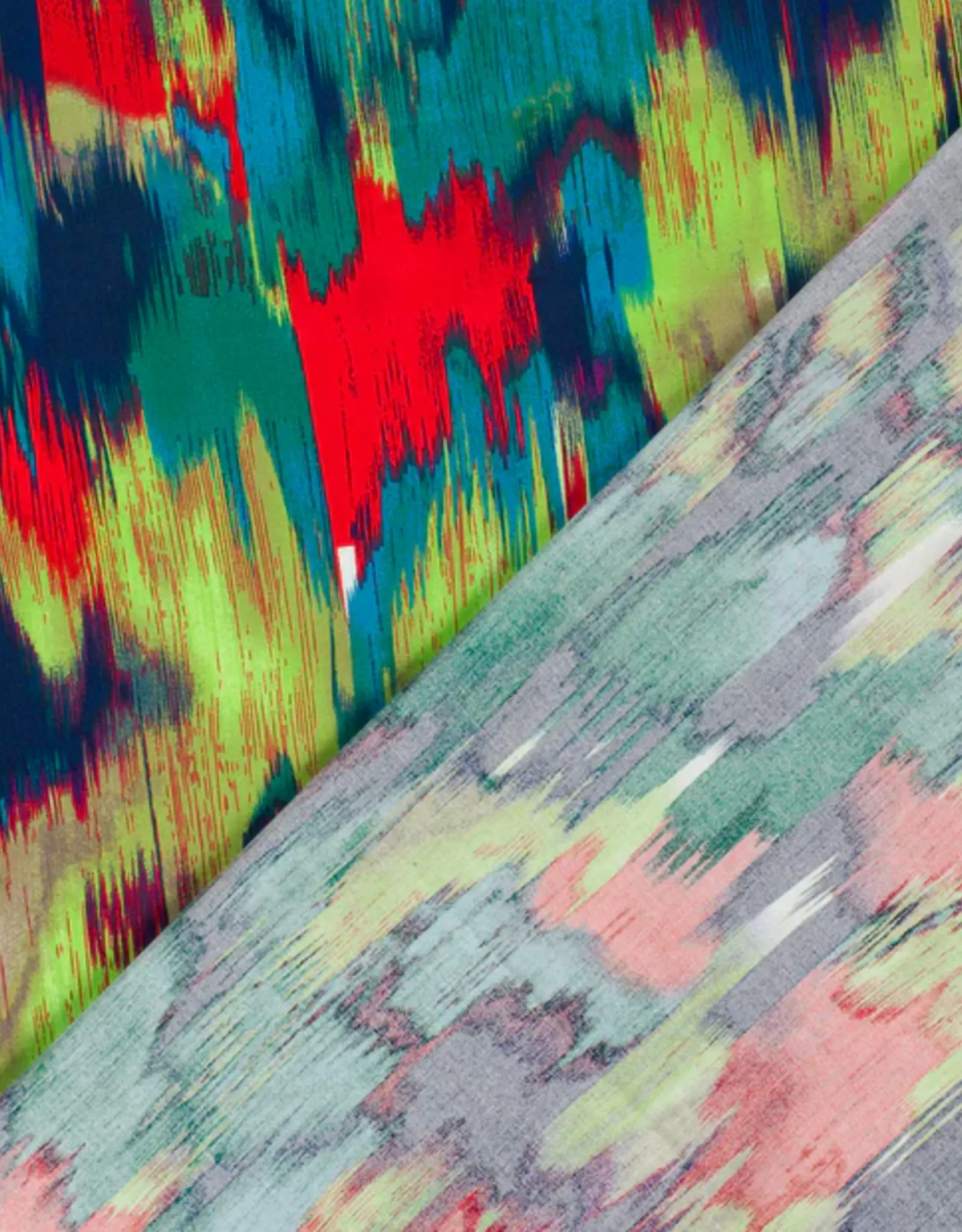 Katoen satijn abstracte vegen limoen groen