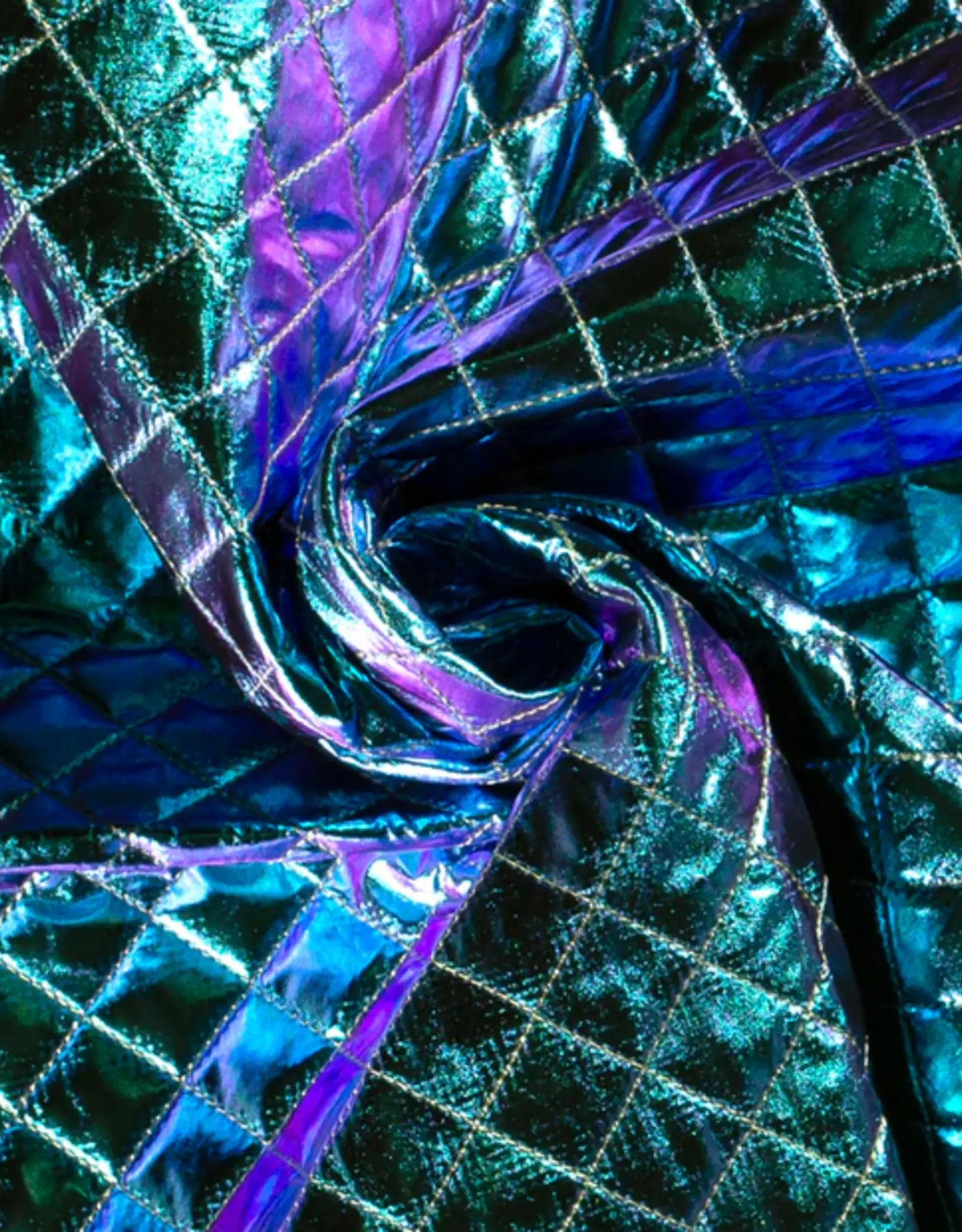 Stepped foildruk ruiten lila aqua