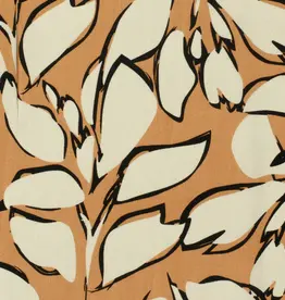 Bamboe poplin leaves beige