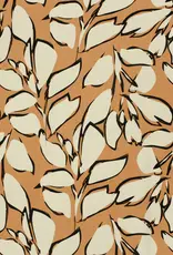 Bamboe poplin leaves beige Bamboe poplin leaves beige