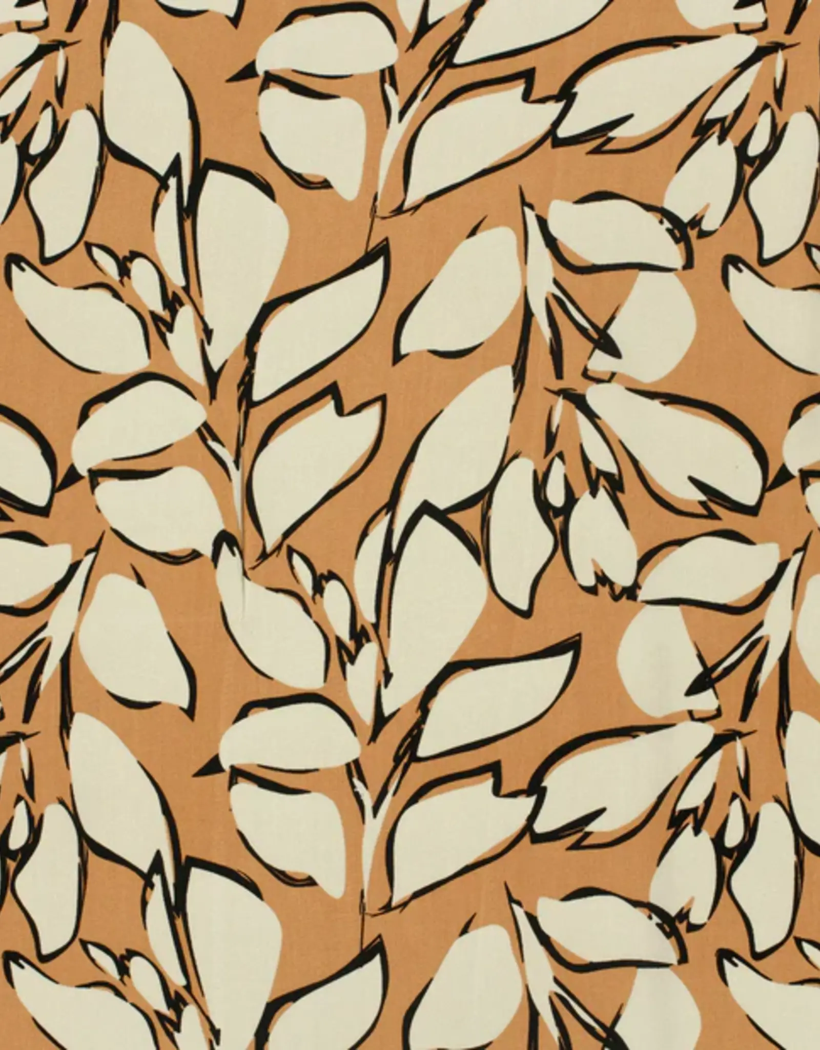 Bamboe poplin leaves beige