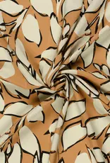 Bamboe poplin leaves beige Bamboe poplin leaves beige