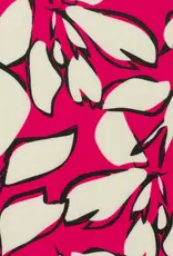 Bamboe poplin leaves fuchsia Bamboe poplin leaves fuchsia