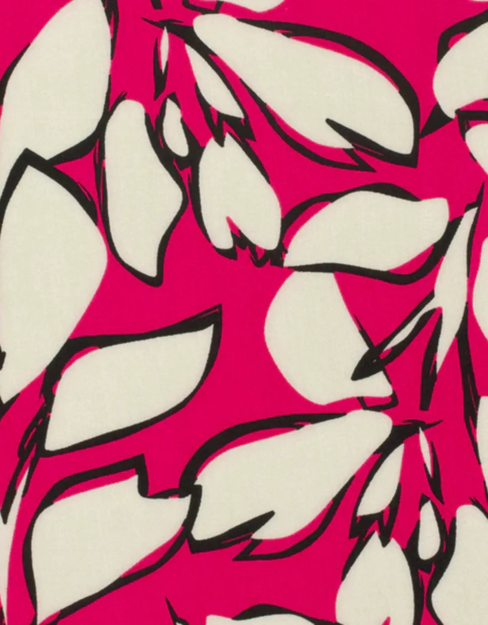 Bamboe poplin leaves fuchsia