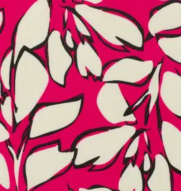 Bamboe poplin leaves fuchsia