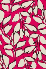 Bamboe poplin leaves fuchsia Bamboe poplin leaves fuchsia