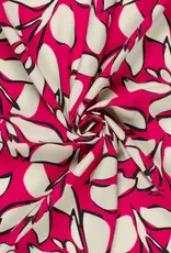 Bamboe poplin leaves fuchsia Bamboe poplin leaves fuchsia