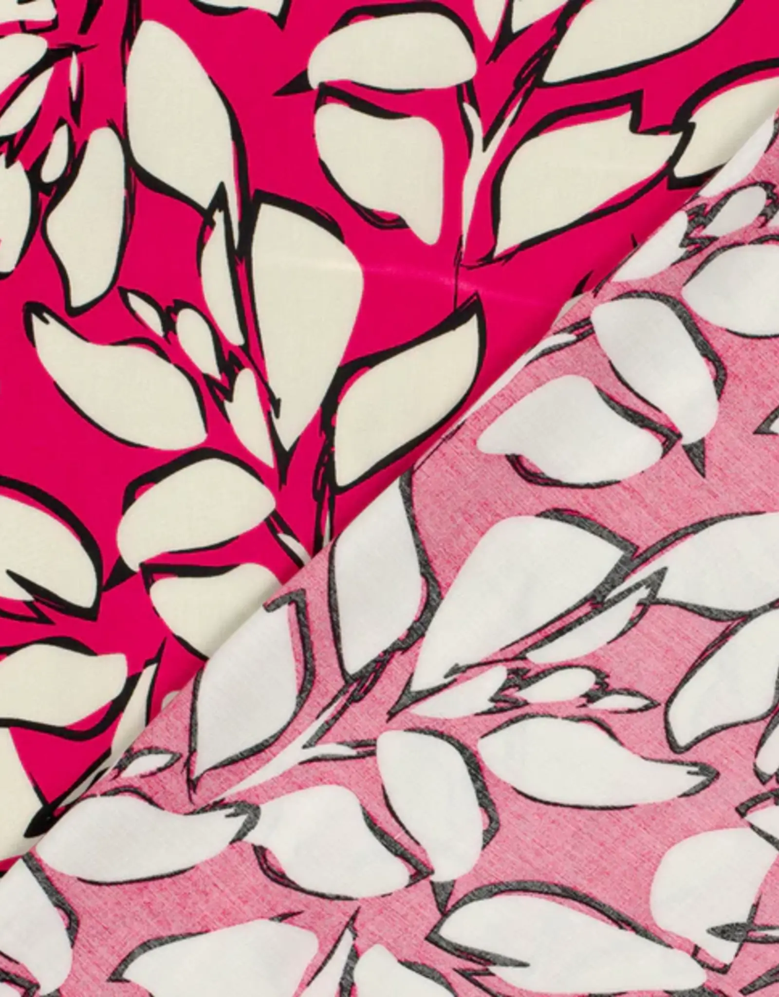 Bamboe poplin leaves fuchsia