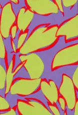 Bamboe poplin leaves limoen lila