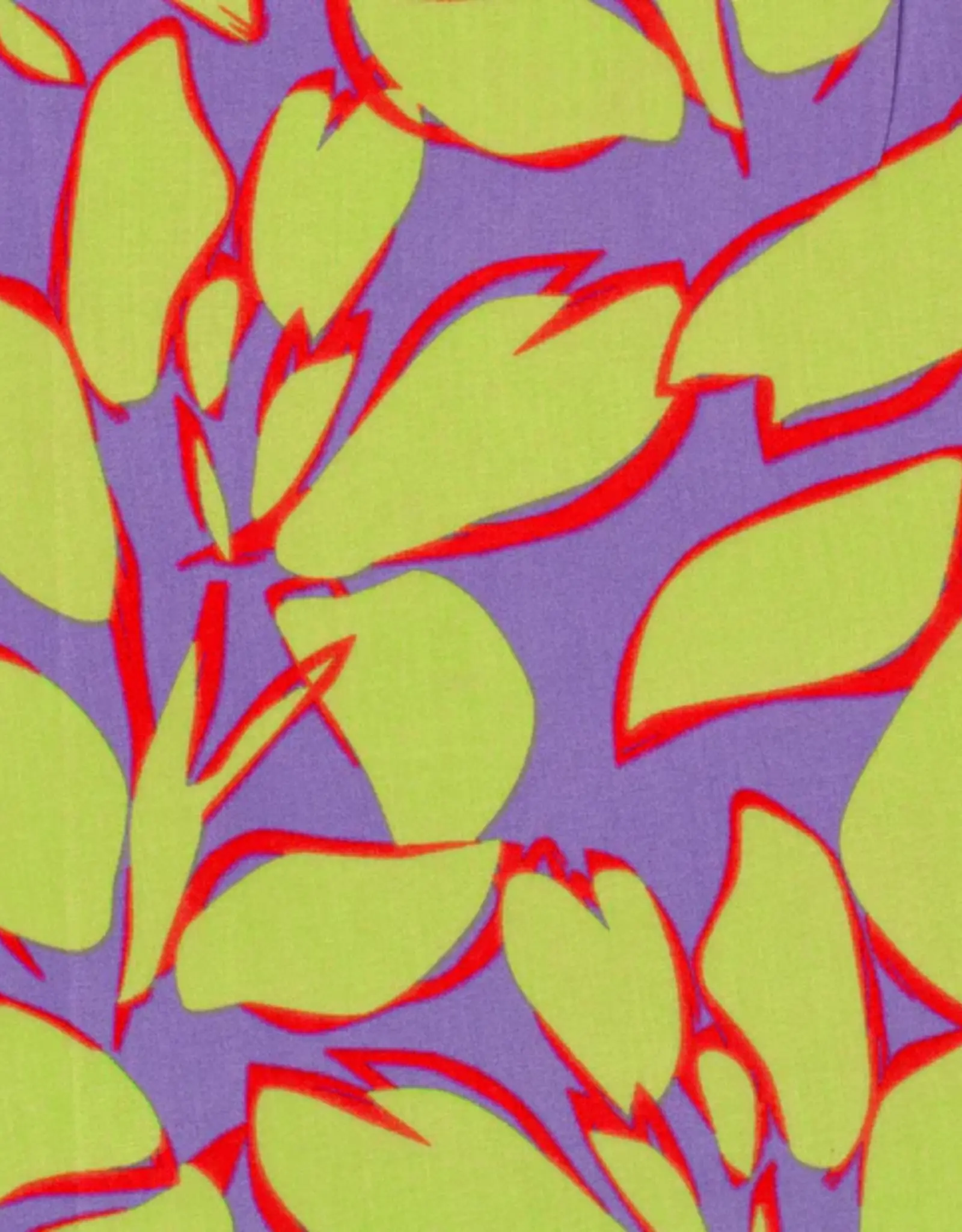 Bamboe poplin leaves limoen lila