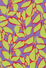 Bamboe poplin leaves limoen lila