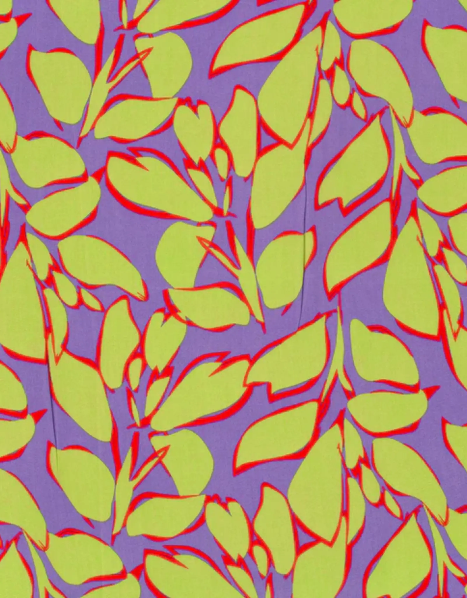 Bamboe poplin leaves limoen lila