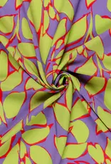 Bamboe poplin leaves limoen lila