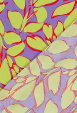 Bamboe poplin leaves limoen lila