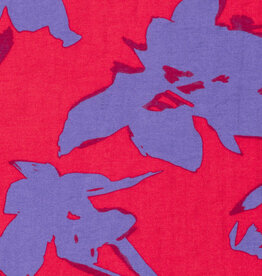 Stoffenschuur selectie Viscose twill  abstract two tone bloemen fuchsia lila