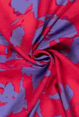 Stoffenschuur selectie Viscose twill  abstract two tone bloemen fuchsia lila
