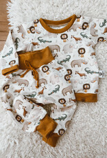 Katoen jersey I like  Africa ecru dieren