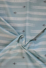Katoen jersey airplane  strepen jeans blauw