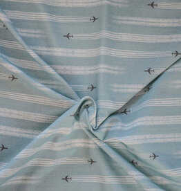 Katoen jersey airplane  strepen jeans blauw