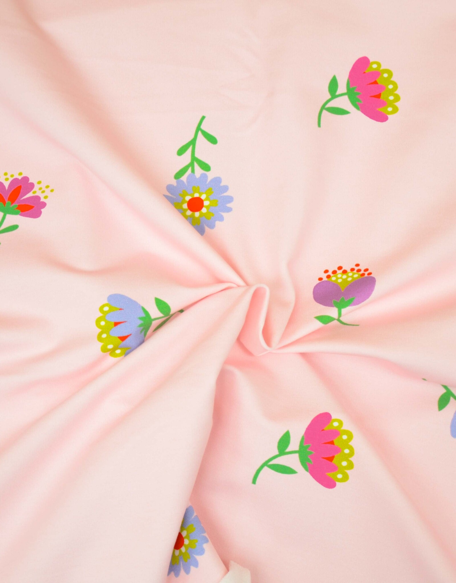 French terry fleur zacht roze