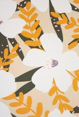 Katoen poplin neon coral bloem Katoen poplin neon coral bloem