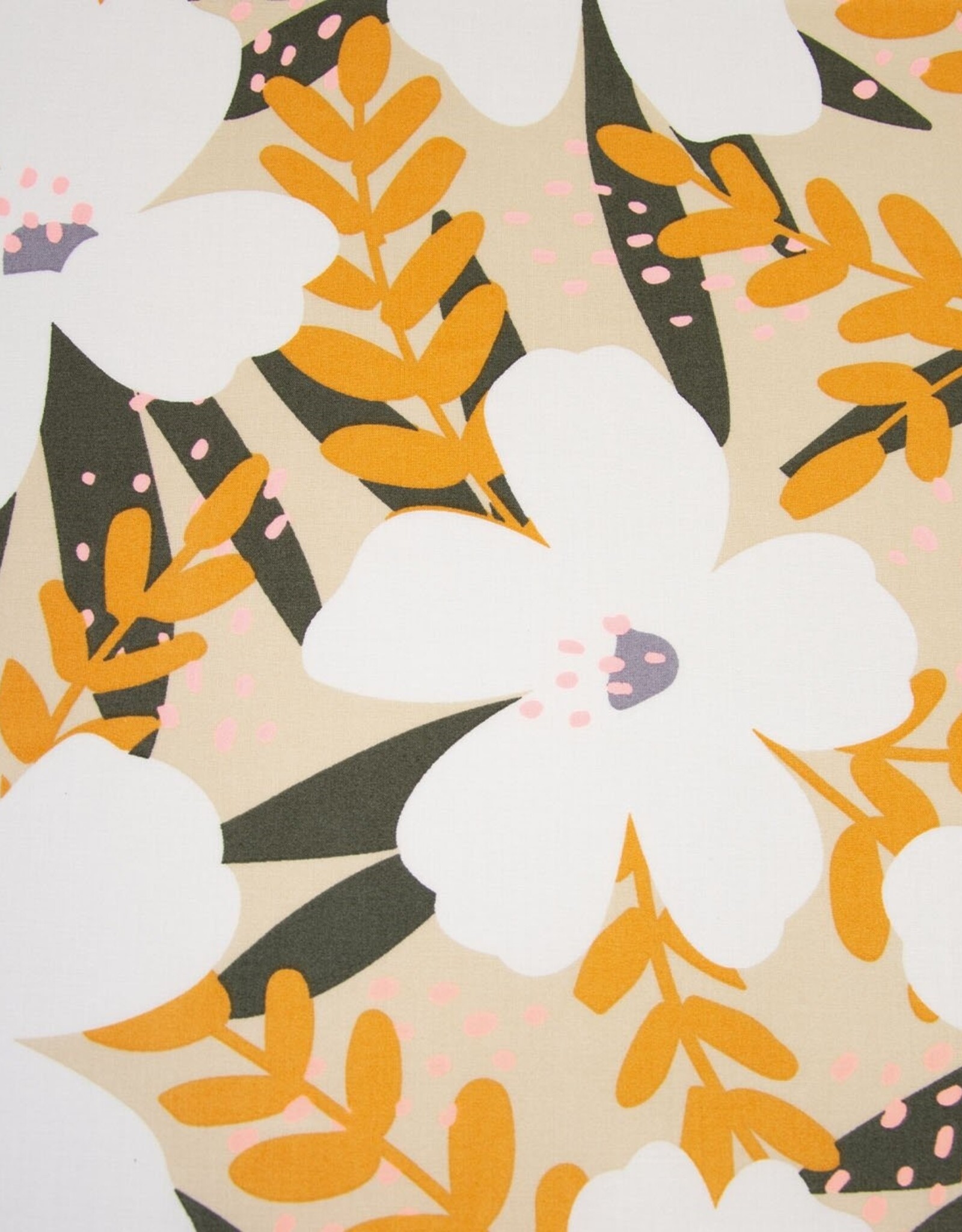 Katoen poplin neon coral bloem