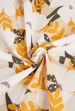 Katoen poplin neon coral bloem Katoen poplin neon coral bloem