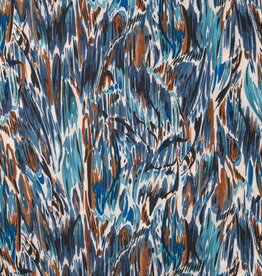 Viscose crepe penseelstreken denim