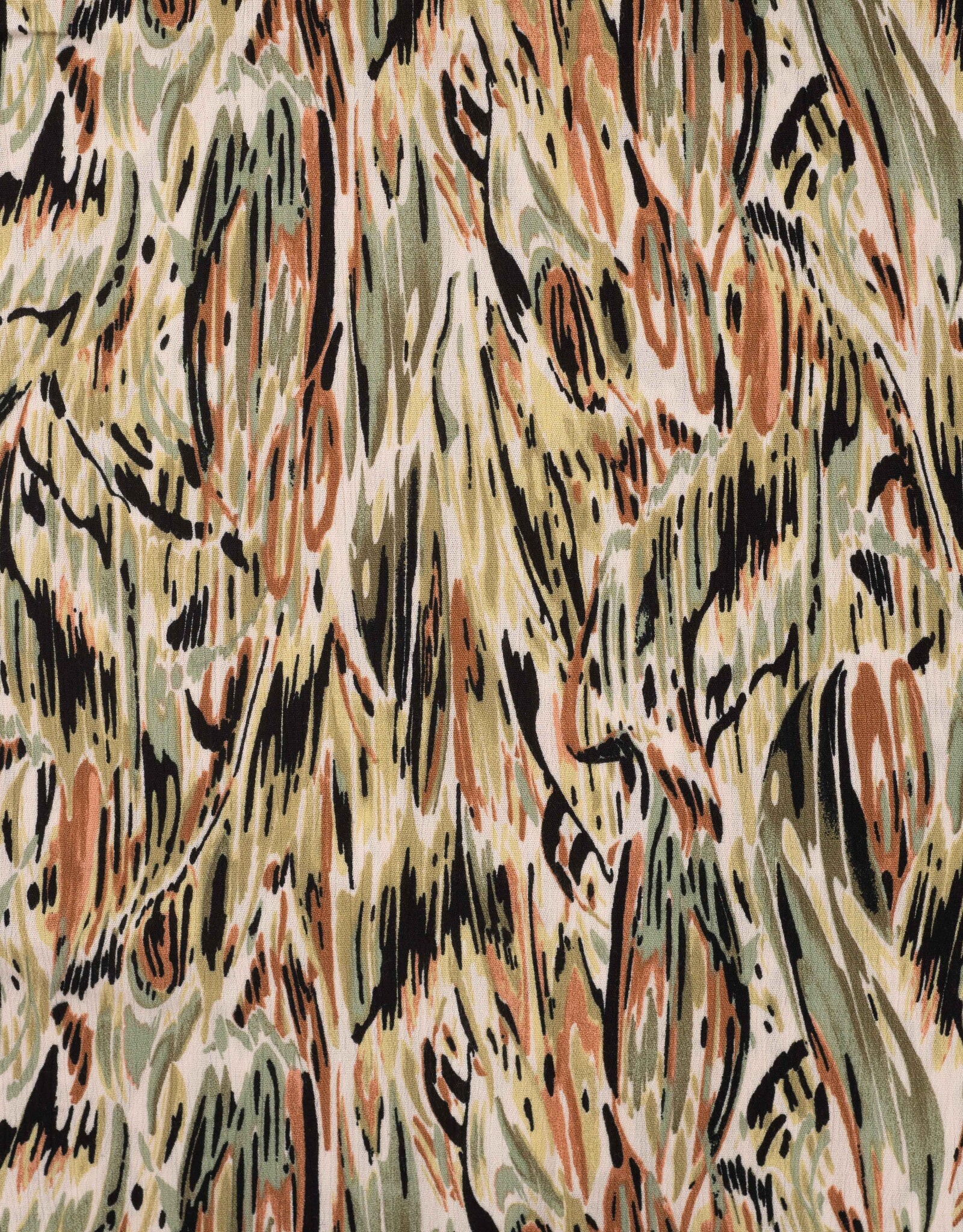 Viscose crepe penseelstreken Kaki