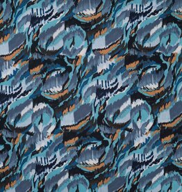 Viscose crepe crinkle graphic denim