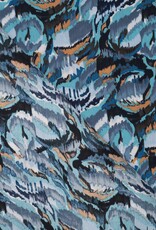 Viscose crepe crinkle graphic denim Viscose crepe crinkle graphic denim