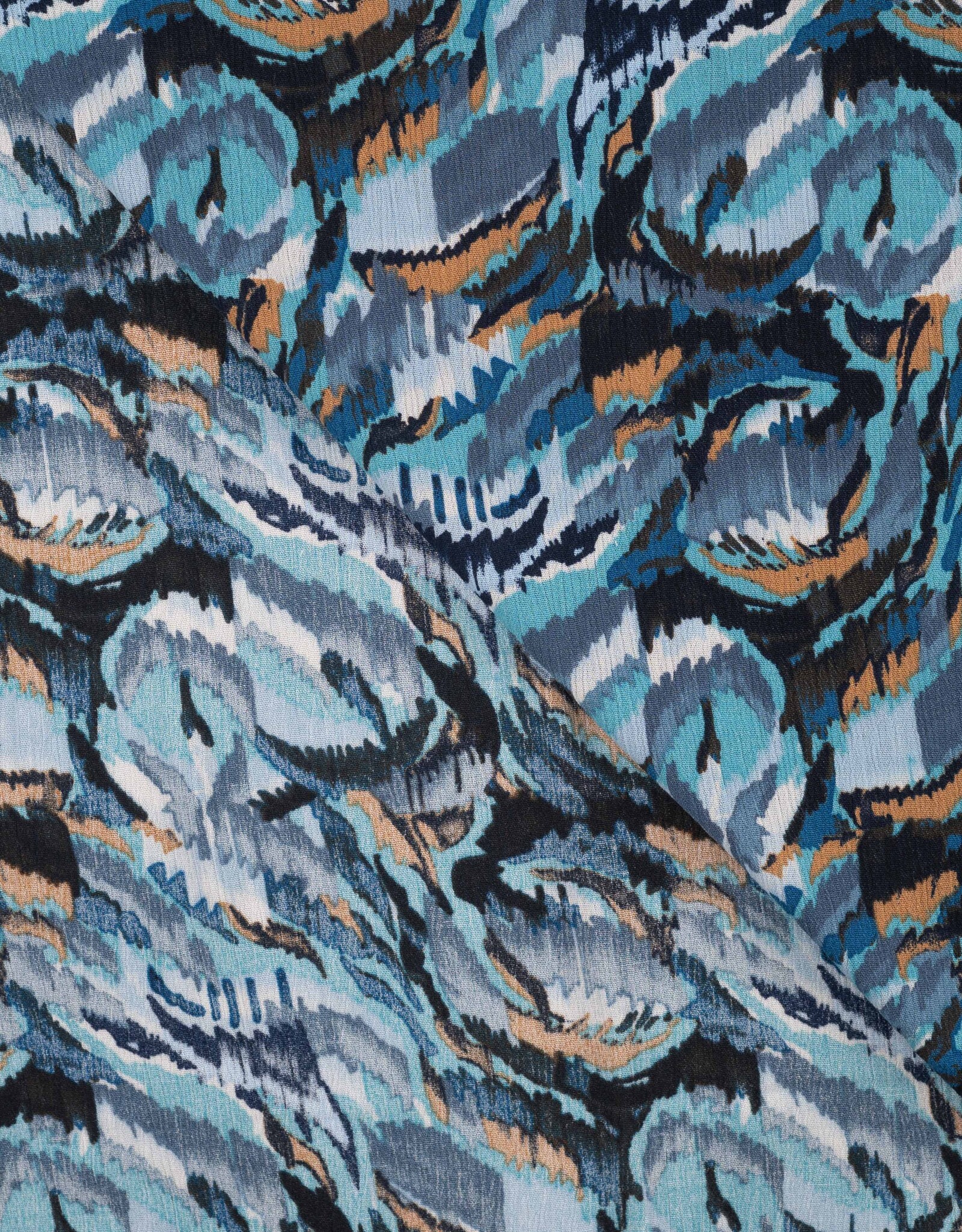 Viscose crepe crinkle graphic denim