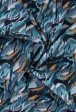 Viscose crepe crinkle graphic denim Viscose crepe crinkle graphic denim