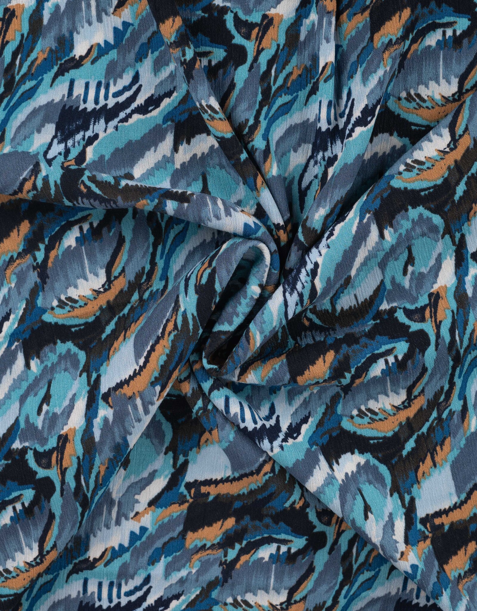 Viscose crepe crinkle graphic denim