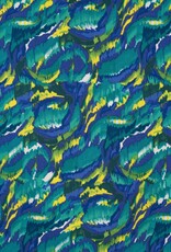 Viscose crepe crinkle graphic  purple groen Viscose crepe crinkle graphic  purple groen