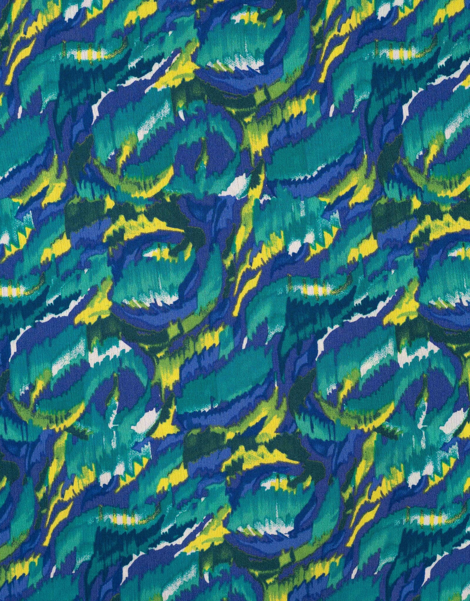 Viscose crepe crinkle graphic  purple groen