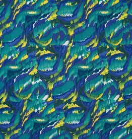 Viscose crepe crinkle graphic  purple groen